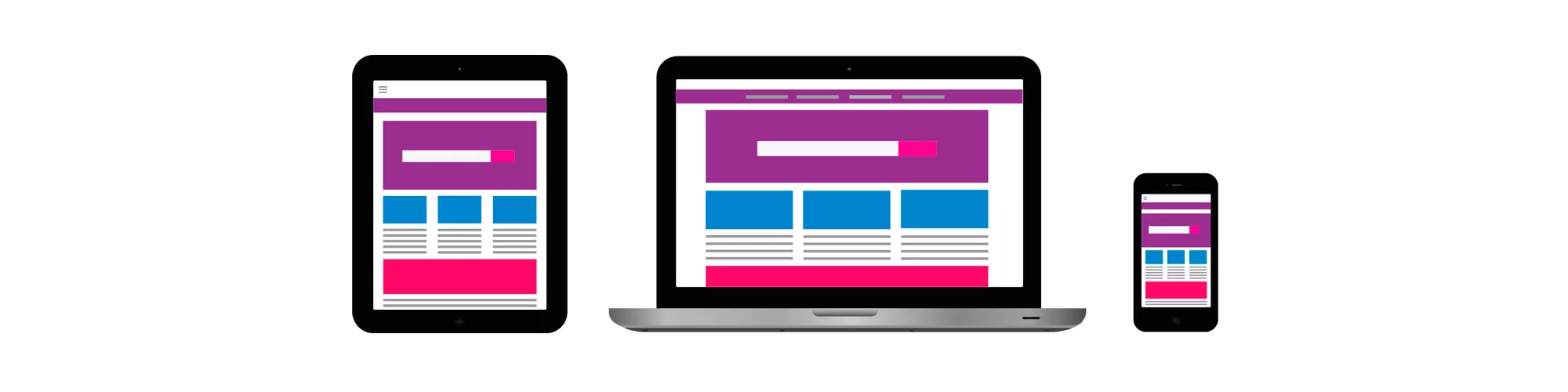 3 dispositius per mostrar el disseny de botiga online Prestashop responsive a Terrassa